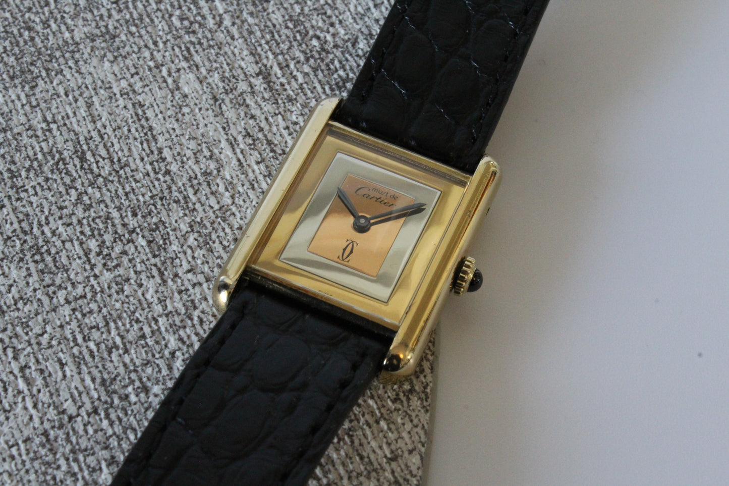 Must de Cartier Tank Vermeil SERVICED mechanisch 925 Silber vergoldet