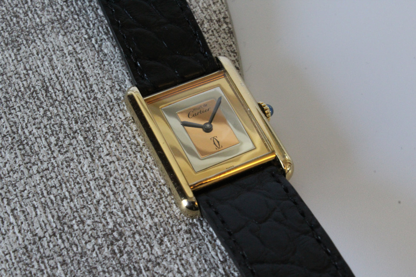 Must de Cartier Tank Vermeil SERVICED mechanisch 925 Silber vergoldet