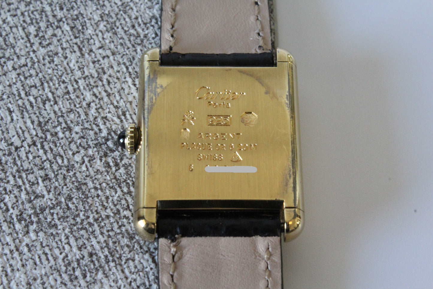 Must de Cartier Tank Vermeil SERVICED mechanisch 925 Silber vergoldet
