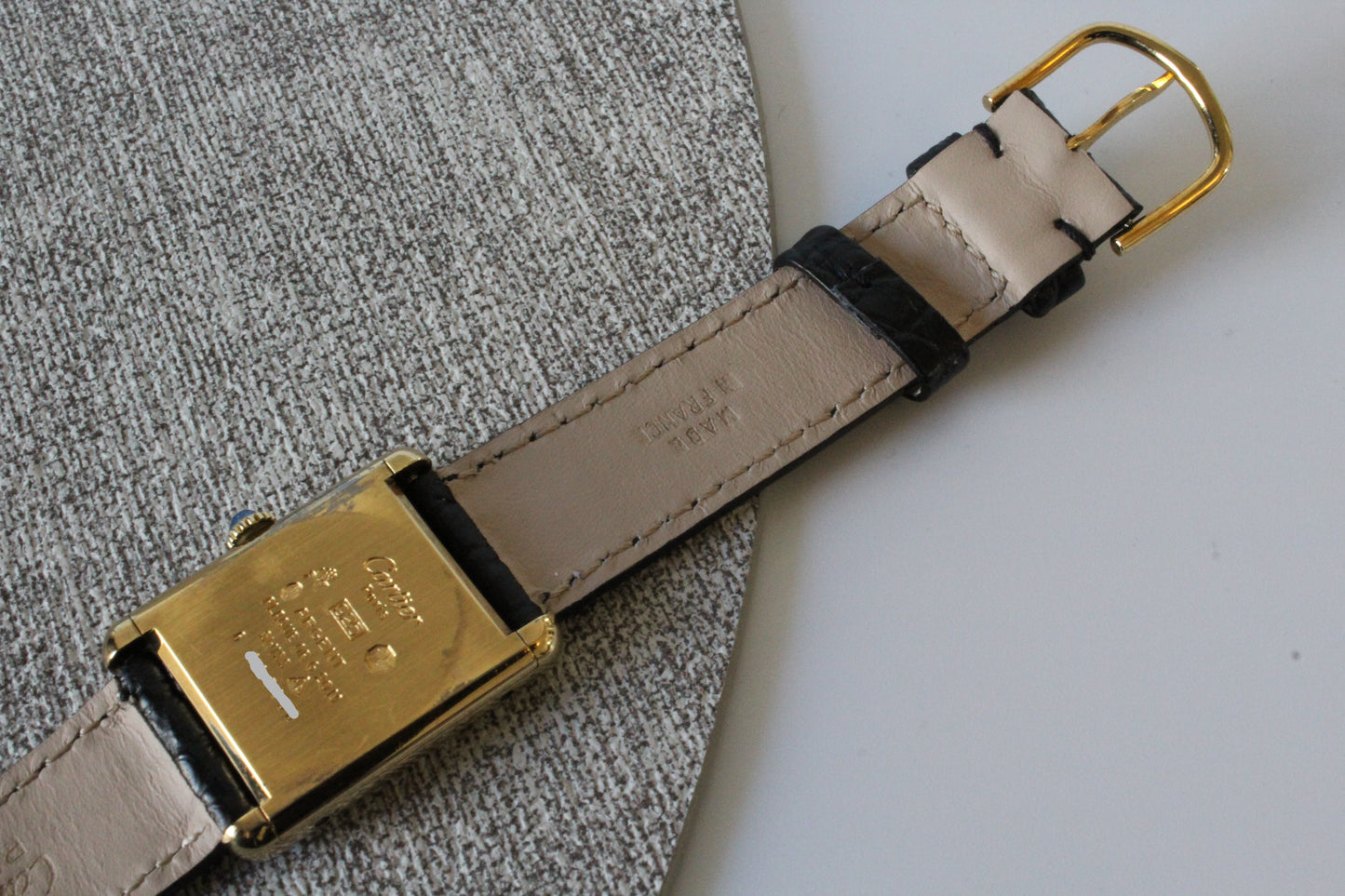 Must de Cartier Tank Vermeil SERVICED mechanisch 925 Silber vergoldet
