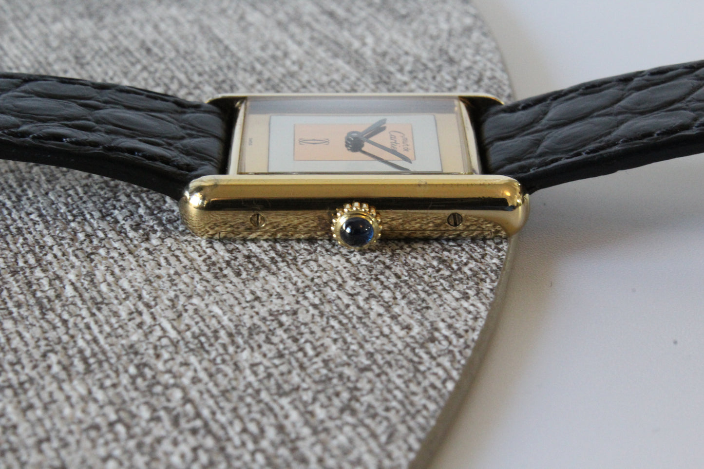 Must de Cartier Tank Vermeil SERVICED mechanisch 925 Silber vergoldet