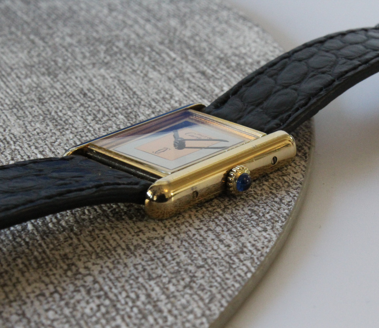 Must de Cartier Tank Vermeil SERVICED mechanisch 925 Silber vergoldet