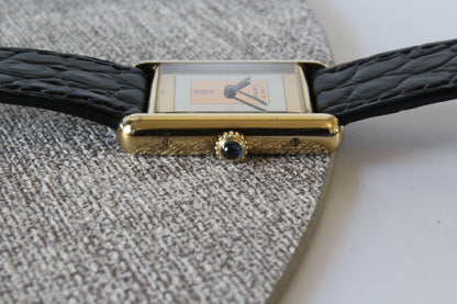 Must de Cartier Tank Vermeil SERVICED mechanisch 925 Silber vergoldet