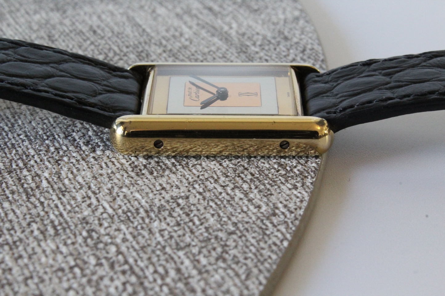 Must de Cartier Tank Vermeil SERVICED mechanisch 925 Silber vergoldet