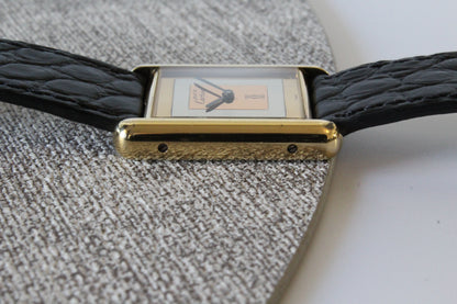 Must de Cartier Tank Vermeil SERVICED mechanisch 925 Silber vergoldet