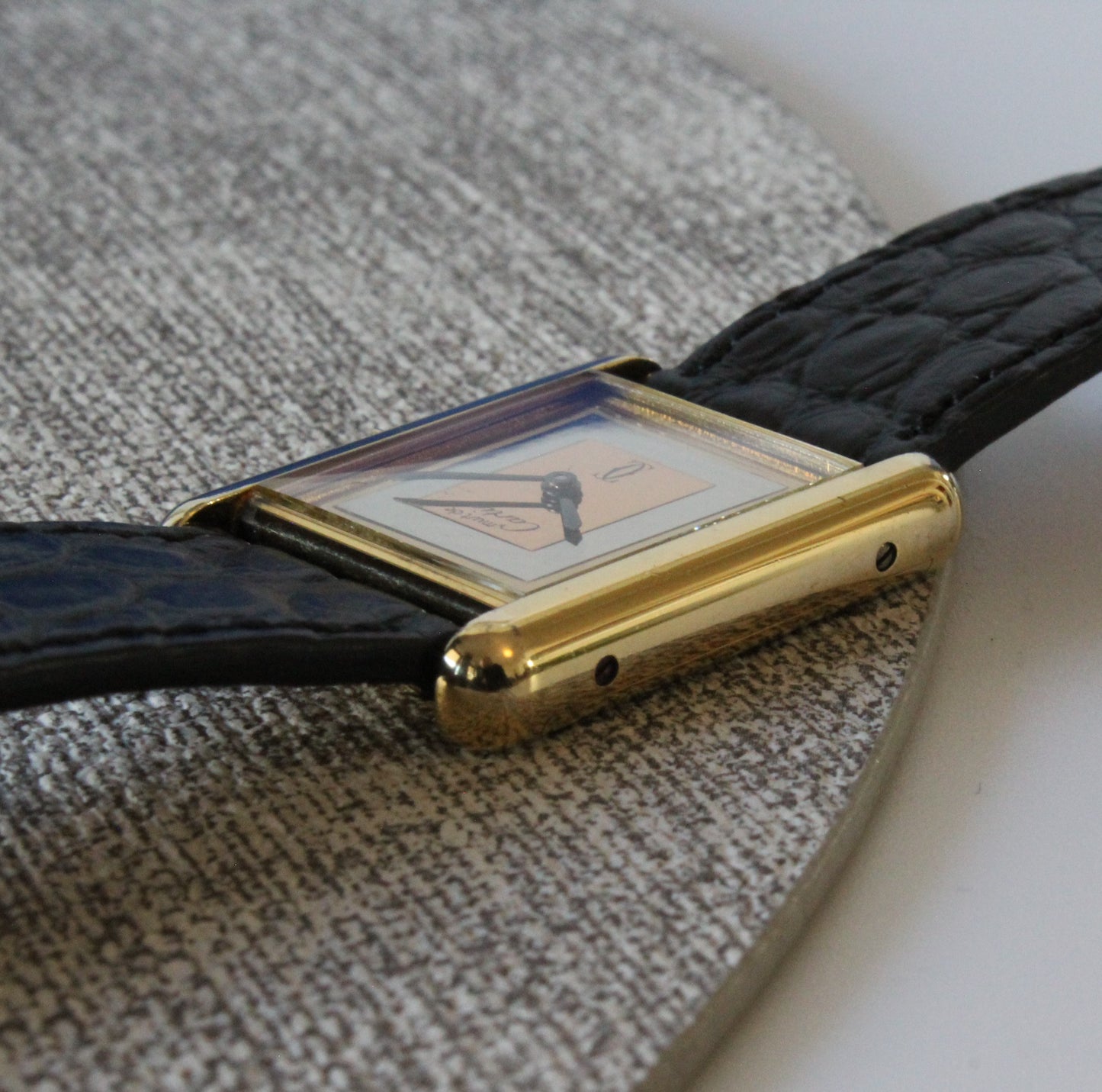 Must de Cartier Tank Vermeil SERVICED mechanisch 925 Silber vergoldet