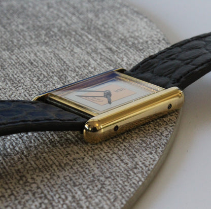 Must de Cartier Tank Vermeil SERVICED mechanisch 925 Silber vergoldet